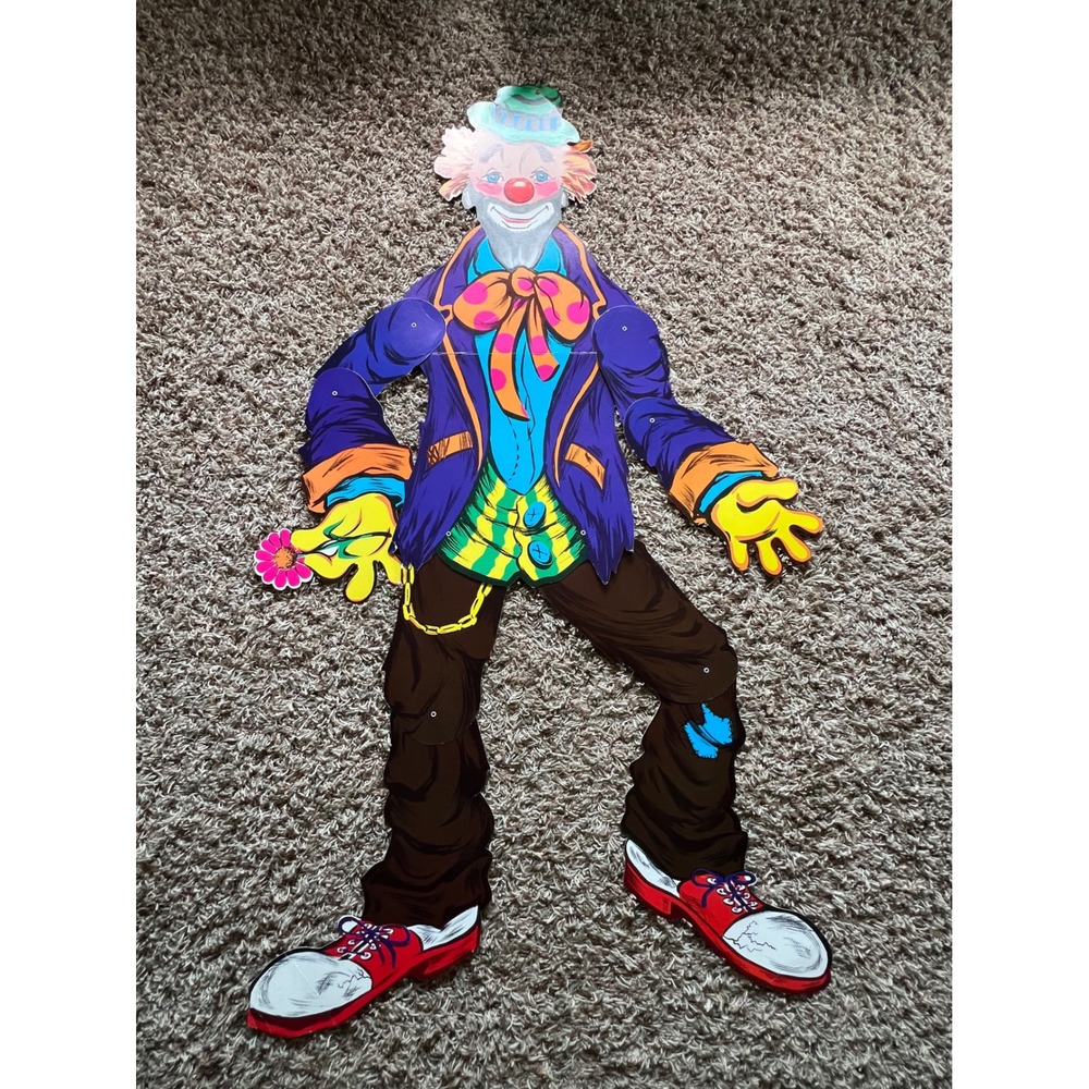 Vintage Beistle Co Jointed Clown Cutout Articulated Paper Circus Decor
